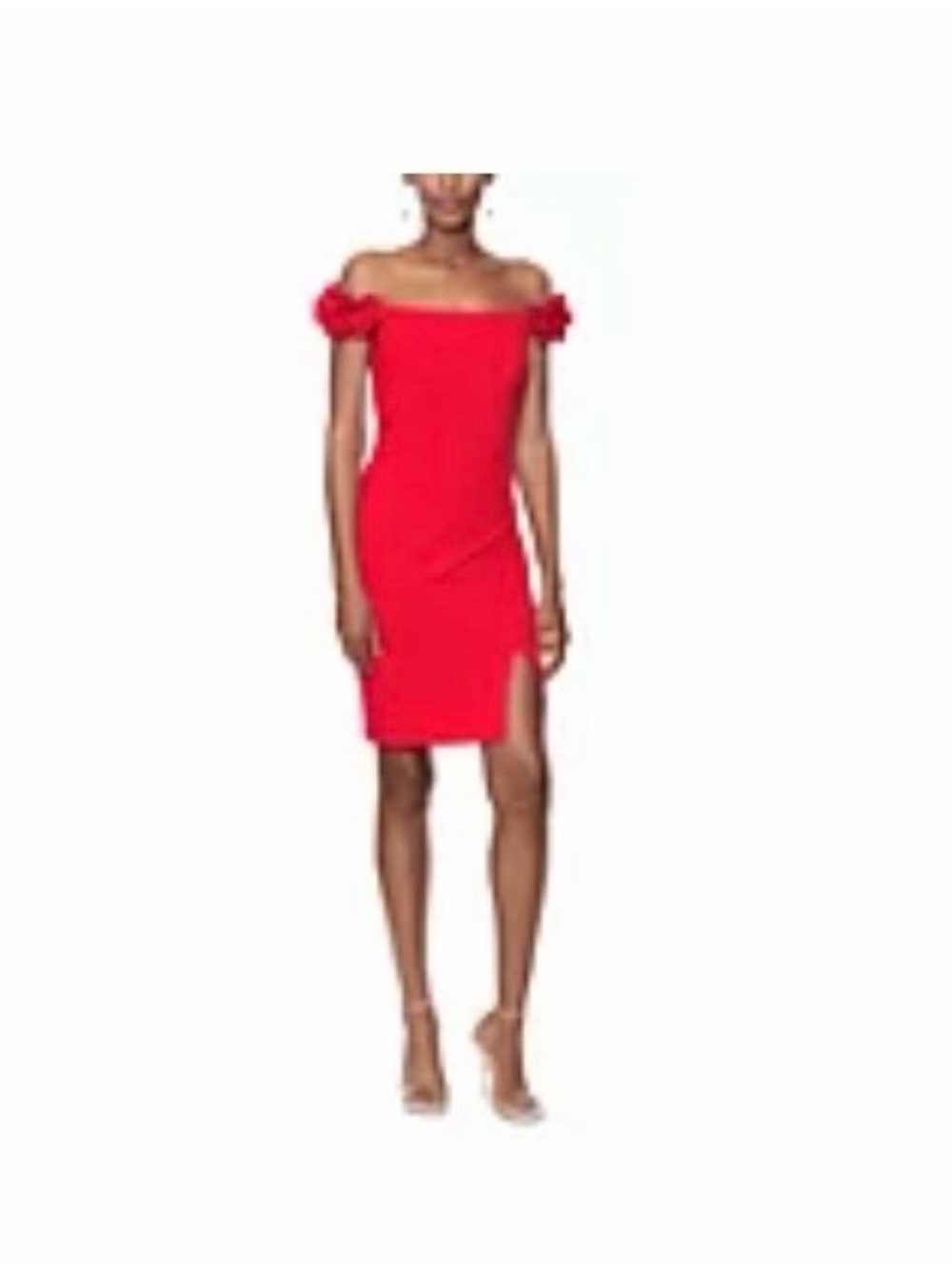 Aqua Red One-Shoulder Bodycon Dress with Side Slit